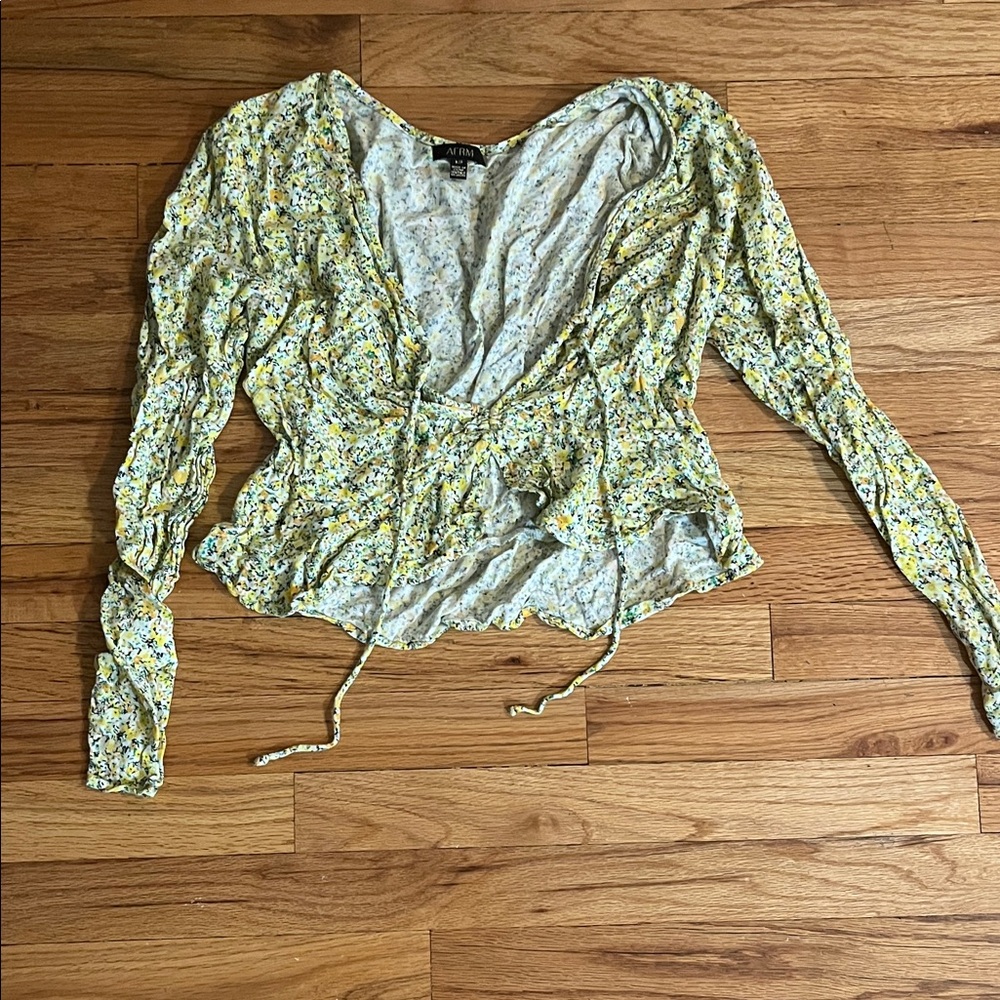 AFRM Yellow and Green Floral Blouse